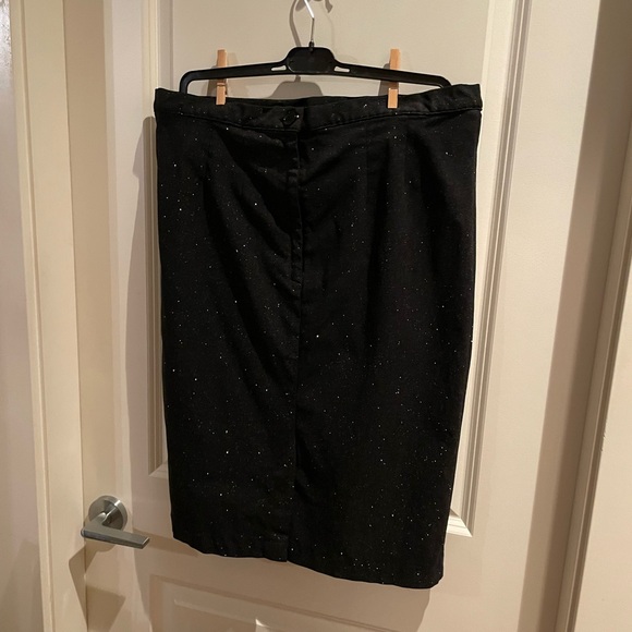 Hell Bunny Black Silver Sparkle Glitter Stretch Pencil Skirt Rockabilly Pin Up - Picture 5 of 6